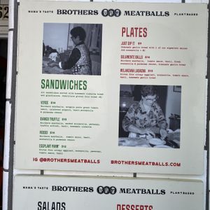 Menu  at Brothers Meatballs in Hollywood