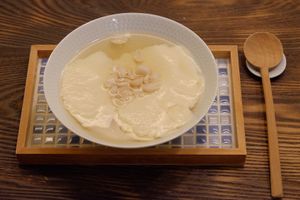 Signature Boiled-Peanuts Tofu Pudding at Rengetsutei in Tokyo