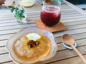 Vegan dessert "百香果檸檬愛玉（パッションレモンオーギョーチ）" at Rengetsutei in Tokyo