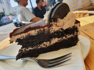 Vegan cookies and cream cake at Richard's Cafe in Hove