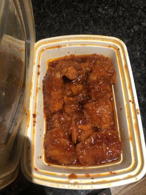 Vegan orange beef (1/2 eaten&had broccoli)   at Golden Star in Medford