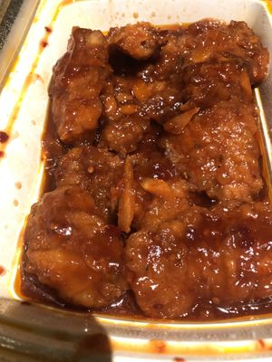 Vegan orange beef (1/2 eaten&had broccoli)  at Golden Star in Medford