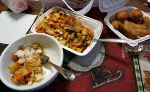 Vegan Cashew "Chicken" with seitan wings on the side at Golden Star in Medford