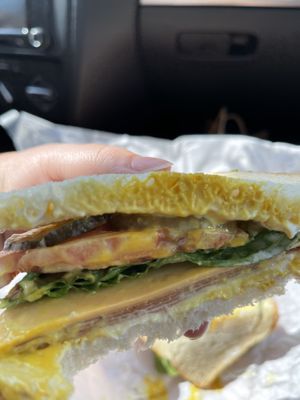 vegan ham sandwich (tastes a lot better than it looks)  at The Green House in Oceanside