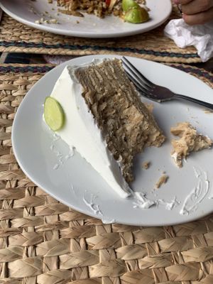Key lime pie (after a few bites). SO good! at Cinnamon Veggie in Cuernavaca