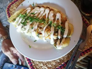 Omelette at Cinnamon Veggie in Cuernavaca