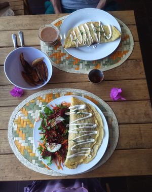 Vegan omelet at Cinnamon Veggie in Cuernavaca