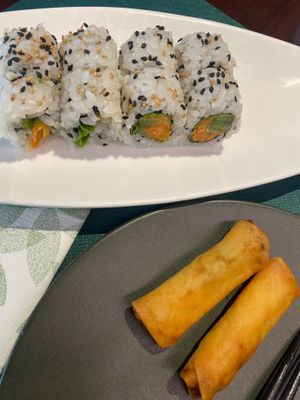 Spring rolls and vegan rolls at Mitica in Padua