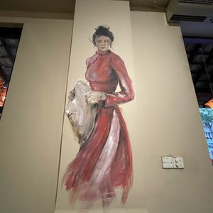Wall art in restaurant  at Red Sparrow in Central Singapore