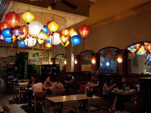 Restaurant interior at Red Sparrow in Central Singapore