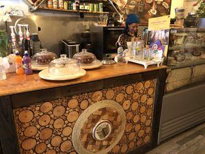 Cakes on the counter at Rhoda in South West London
