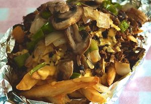 Fry Pile Cheesesteaks sandwich at Ave 26 Vegan in Los Angeles