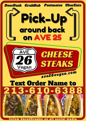 Pick up Sign at Ave 26 Vegan in Los Angeles