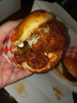 Spicy chicken sandwich at Lettuce Feast in Los Angeles