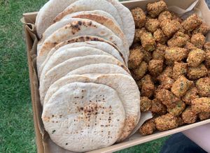 Housemade pita and falafel at Twinkle Town  in Port Douglas