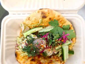 House made falafel - with pickles, dill, slaw, tahini, and warm (housemade) pita bread.  at Twinkle Town  in Port Douglas