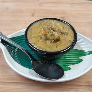 Broccoli Cheddar Soup. Made in house with our popular melted cheese! (Soy-free, Gluten-free, Dairy-free) at Our Vegan Corner in Syracuse
