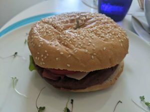 'Chicken' burger at Origin Cafe in Noord