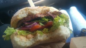 Garden seitan burger at Vegánsky Gazda in Trencin