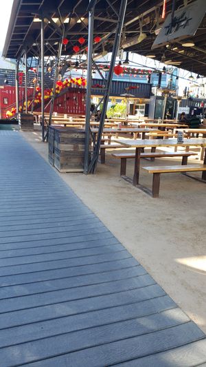 Outdoor seating. Get beer, video games, other food options at Duck Donuts in Garden Grove