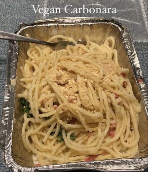 Vegan carbonara  at Vegan Planet in Miami
