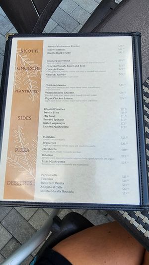 Menu at Vegan Planet in Miami