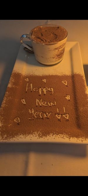 Tiramisu with art! at Vegan Planet in Miami