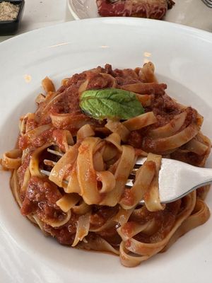 Fettuccine Bolognese just perfect  at Vegan Planet in Miami