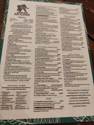 The vegan menu ! The burger menu was seperate at Slam Dunk Sandwich Co in Siem Reap