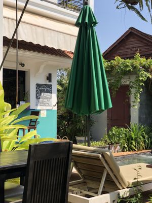 Sitting area  at Slam Dunk Sandwich Co in Siem Reap