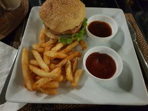 El Chupacabra w/ spicy fries at Slam Dunk Sandwich Co in Siem Reap