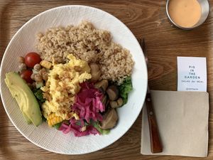 Vegan bowl with crumbled ‚Just Egg'  at Pig in the Garden - Gangnam in Seoul