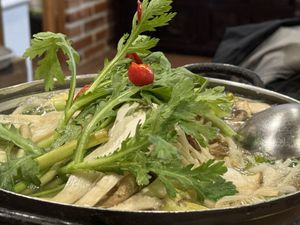 Tofu and mushroom stew  at Onmaeul in Seoul