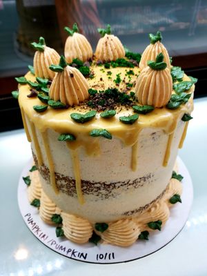 Pumpkin cake with pumpkin buttercream icing. at Minglewood Bake Shop in Richmond