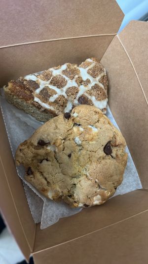 Cinnamon sugar coffee cake & a s’mores cookie  at Minglewood Bake Shop in Richmond