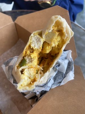 Buffalo chicken scramble breakfast burrito   at Minglewood Bake Shop in Richmond