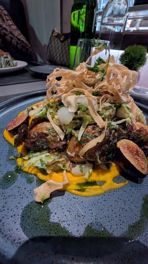 Brussel sprout and parsnip dish modified to vegan at Faubourg in Montclair