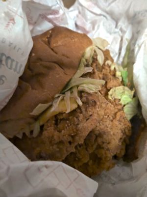 Seitan bacon burger with double patties and cheese. at Temple of Seitan in West London
