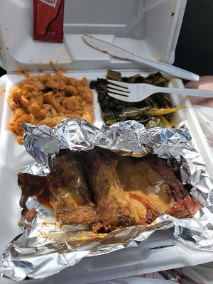 Ribs, collards, and Mac and cheese at KraVegan in Jacksonville