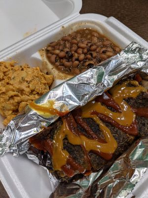Ribs, Mac and black eyed peas at KraVegan in Jacksonville