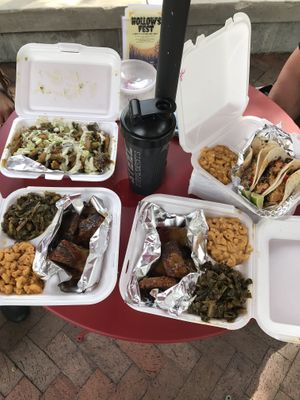 Dirty fries, tacos, Ribz plate with Mac & greens  #Veganuary at KraVegan in Jacksonville