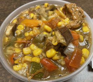 Gumbo over white rice  at KraVegan in Jacksonville