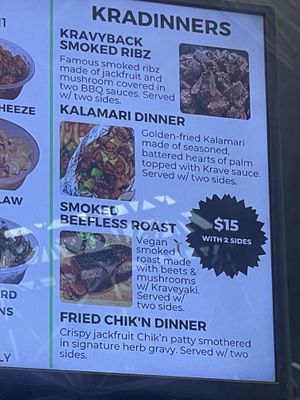Menu  at KraVegan in Jacksonville