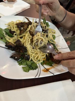 Blackened unScallop Alfredo Linguine, I think this was my favorite dish!  at KraVegan in Jacksonville