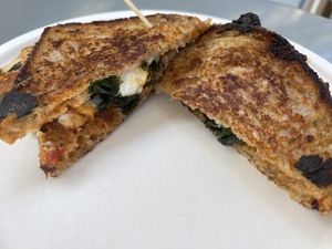 Grilled Greens Sandwich - YUM!  at Plant Joy in Charlotte