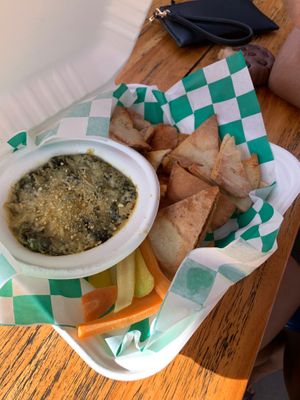 Spinach and Artichoke dip at Plant Joy in Charlotte