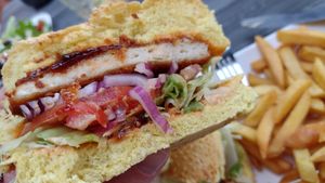 Vegan kip (chicken) burger at Vegan Food Bar in Almere