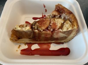 Apple pie, new style (with almond on top): tasty but a bit soggy  at Vegan Food Bar in Almere