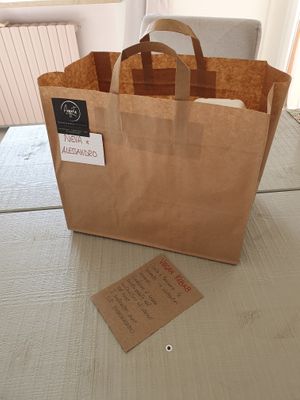 All 100% compostable packaging at Augusta Gastronomia Naturale in Callianetto