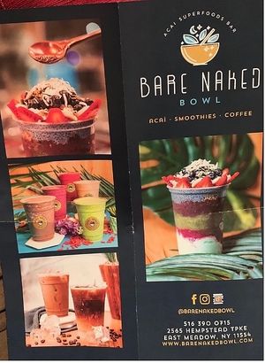 Takeout Menu  at Bare Naked Bowl in East Meadow